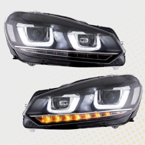 LED dinamički farovi VW Golf 6 08-14 CRNI